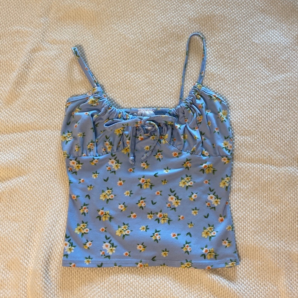 womens small cropped tank with adjustable tie in front